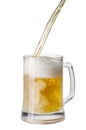 Beer being poured into a mug from a bottle Royalty Free Stock Photo
