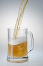 Beer being poured into a mug from a bottle Royalty Free Stock Photo