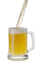 Beer being poured into a mug from a bottle Royalty Free Stock Photo