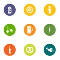 Beer belly icons set, flat style