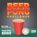 beer pong challange social media template. vector illustration poster template