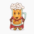 beer glass with kawaii cute face mascot super hands on hips pose vector illustration