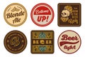 Beer bierdeckel vector set for design of brew beer in a brewery. The collection vintage bierdeckels for craft brewing