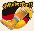 Beer Boot and Sign with Germany Colors for Oktoberfest Celebration, Vector Illustration Royalty Free Stock Photo