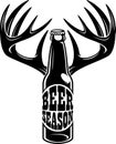 Beer bootle with text beer season and deer antlers Royalty Free Stock Photo