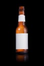 Beer bottle with a blank label on a black background Royalty Free Stock Photo