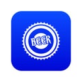 Beer bottle cap icon digital blue Royalty Free Stock Photo