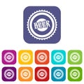 Beer bottle cap icons set Royalty Free Stock Photo