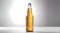 Beer bottle glass long neck with foamy frothy beer mock up clean studio shot isolated on white Royalty Free Stock Photo