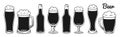 Beer bottle glass mug retro doodle monochrome set brewery bar pub festival Oktoberfest lager design Royalty Free Stock Photo