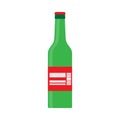 Beer bottle green vector symbol glass. Food alcohol flat icon front view drink. Pictogram pub party shop