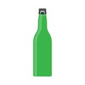 Beer bottle green vector symbol glass. Food alcohol flat icon front view drink. Pictogram pub party shop
