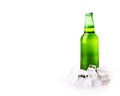 Beer bottle in ice cubes Royalty Free Stock Photo