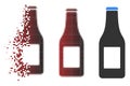 Shredded Dotted Halftone Beer Bottle Icon