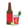 Beer bottle and liquor shot, flat design