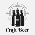 Beer bottle logo. Craft beer bottles on white