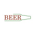 Beer bottle lying on it`s side. Bottle with the inscription beer. Horizontal position. Isolated vector illustration. Royalty Free Stock Photo