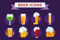 Beer bottle sign vector icons set Royalty Free Stock Photo