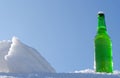 Beer bottle in snow Royalty Free Stock Photo