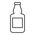 Beer bottle thin line icon. Flask of beer vector illustration isolated on white. Glass bottle outline style design Royalty Free Stock Photo