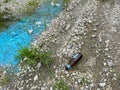 A beer bottle thrown on the ground Royalty Free Stock Photo