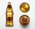 Beer bottle top and bottom view, alcohol drink Royalty Free Stock Photo
