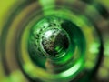 Through beer bottle top view Royalty Free Stock Photo