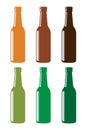 Beer bottle vector icon collection. Brown and green color Lemonade soda drink symbol. Bar or pub sign set.