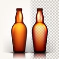 Beer Bottle Vector. Oktoberfest Brew. Alcoholic Sign. Brown. 3D Transparent Isolated Realistic Illustration Royalty Free Stock Photo