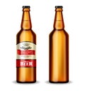 Beer bottle Vector realistic mock up. product placement. Label design. 3d illustrations Royalty Free Stock Photo