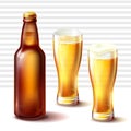 Beer bottle and weizen glasses with beer Royalty Free Stock Photo