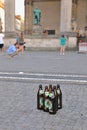 Beer bottles as Bowling Pins, Odeonsplatz, Munich MÃÂ¼nchen, Bavaria Bayern, Germany Deutschland