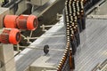 Beer bottles on the assembly line in a modern brewery - industrial plant in the food industry Royalty Free Stock Photo