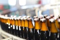 beer bottles on the assembly line in a modern brewery - industrial plant in the food industry Royalty Free Stock Photo