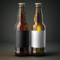 Beer bottles with blank laber for mockup Royalty Free Stock Photo