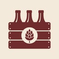 beer bottles in a crate. Vector illustration decorative design