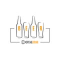 Beer bottles with beer glass logo on white