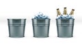 Beer Bottles In Metal Bar Ice Bucket For Cool Drinks Royalty Free Stock Photo