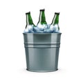 Beer Bottles In Metal Bar Ice Bucket For Cool Drinks Royalty Free Stock Photo