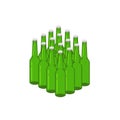 Beer bottles stack vector illustration, 3d isometric lots of bottles group clipart