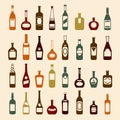 Beer bottles and wine icon set Royalty Free Stock Photo