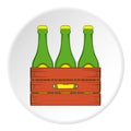 Beer bottles in a wooden box icon, cartoon style Royalty Free Stock Photo