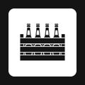 Beer bottles in a wooden box icon, simple style Royalty Free Stock Photo