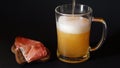 BEER WITH BREAD AND SPECK HAM Royalty Free Stock Photo