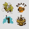 Beer Brew Brewery Alcohol Related Vector Illustrations Designs.