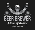 Beer brewer full aroma white on black