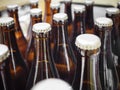 Beer Breweries packaging Bottles with cap close up
