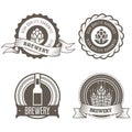 Beer and brewery emblems with hop buds