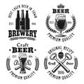 Beer and brewery four emblems, labels, badges