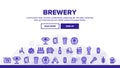 Collection Beer Brewery Elements Vector Icons Set